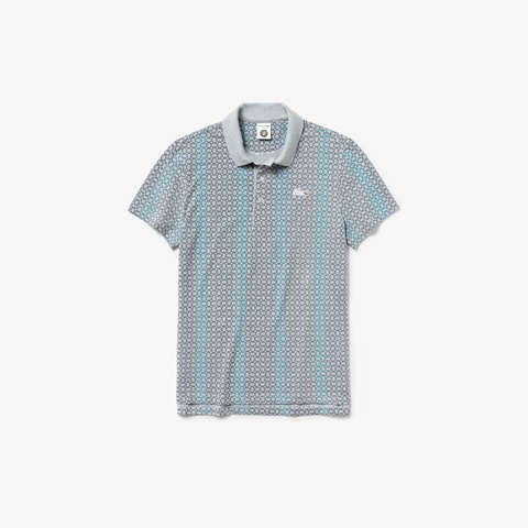 『ROLAND GARROS』 ボールグラフィック総柄メンズポロ
