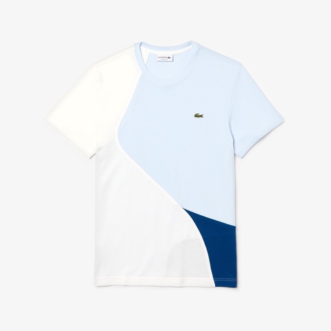 アシンメトリーカラーブロッキング鹿の子地Tシャツ