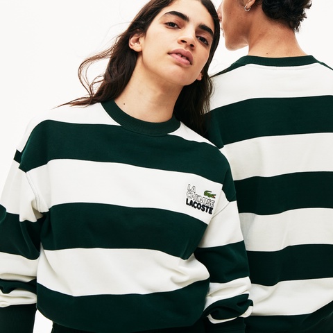 『LACOSTE L!VE』ビッグピッチボーダー裏パイルスウェット