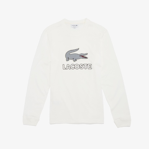 ハウンドトゥース柄ロゴワッペン付きロングスリーブTシャツ