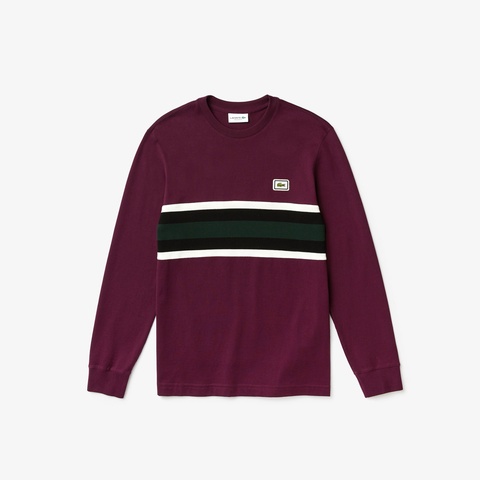 ボーダー鹿の子地切り替えロングスリーブTシャツ