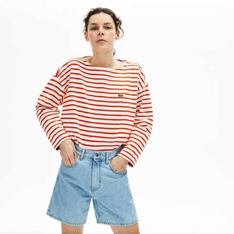 リラックスフィット ストライプデザインTシャツ (7分袖)