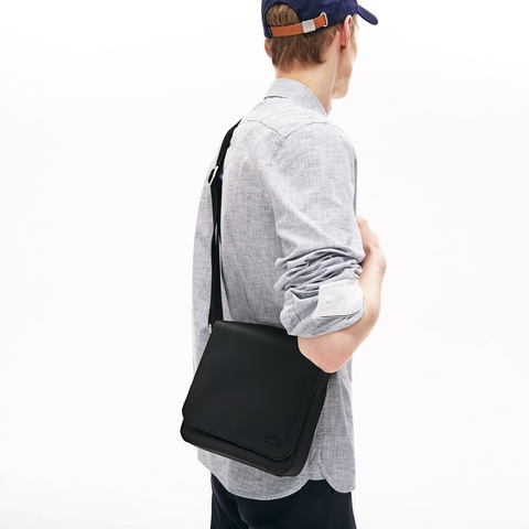 MEN'S CLASSIC 鹿の子地エンボスPVCショルダーフラップバッグ