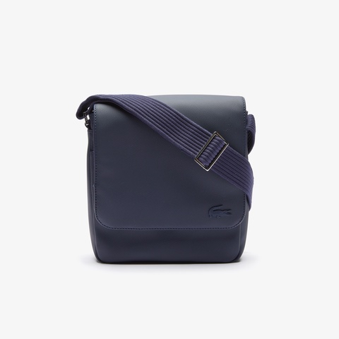 MEN'S CLASSIC 鹿の子地エンボスPVCショルダーフラップバッグ