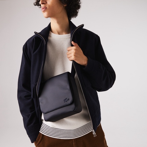 MEN'S CLASSIC 鹿の子地エンボスPVCショルダーフラップバッグ