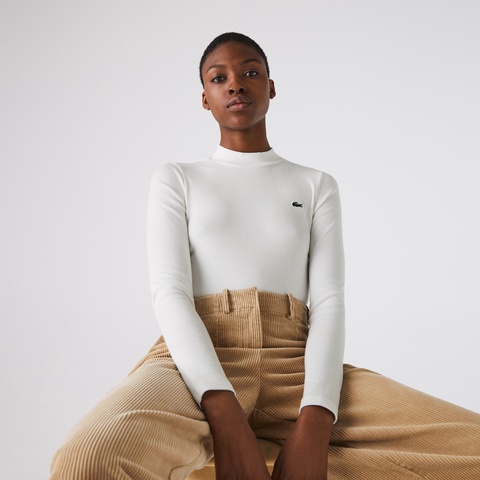 LACOSTE L!VEハイフィットリブニットカットソー