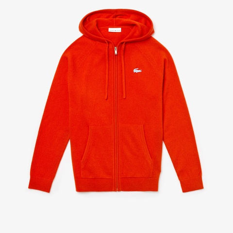 LACOSTE SPORT リサイクルカシミア フードジップセーター