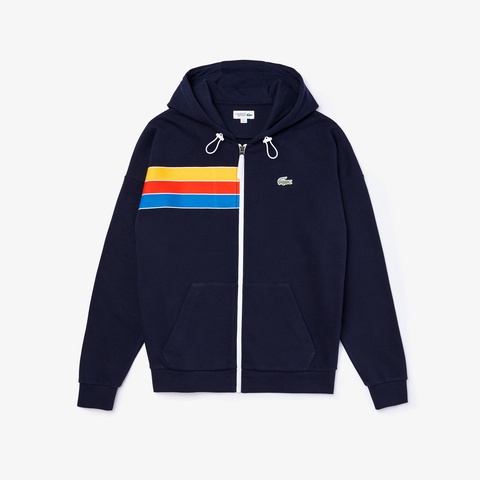 アシンメトリーライン入りジップアップスウェットパーカ