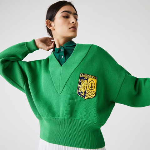 LACOSTE L!VEローゲージワイドVネックセーター