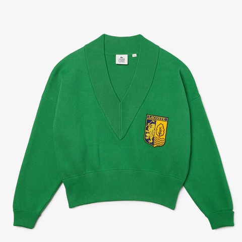 LACOSTE L!VEローゲージワイドVネックセーター