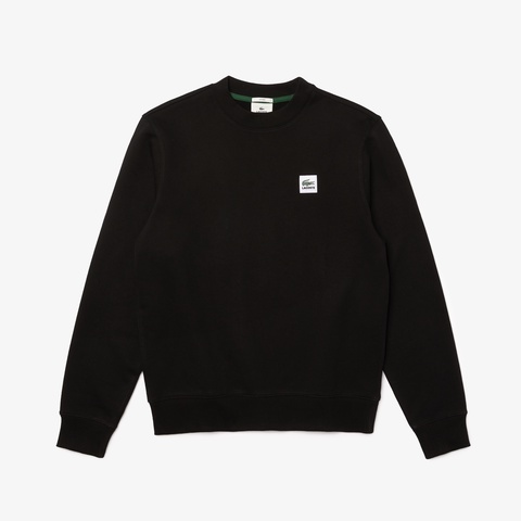 LACOSTE L!VEスクエア織ネームクルーネックスウェット