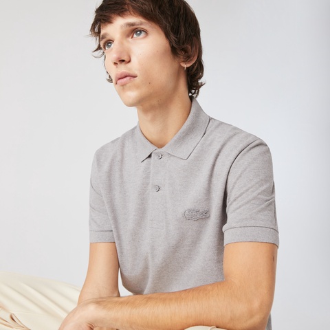 「LACOSTE LOOP POLO」リサイクルコットンヘザーピケポロシャツ