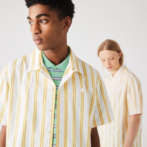 LACOSTE L!VE ダブルストライプオープンネックシャツ