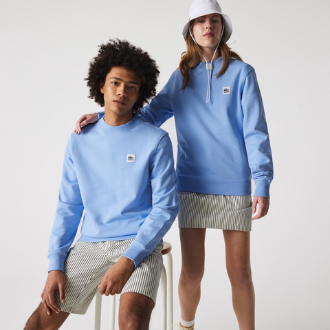 LACOSTE L!VEスクエア織ネームクルーネックスウェット