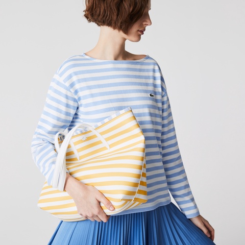 アンナ シーズナル リバーシブルストライプトートバッグ