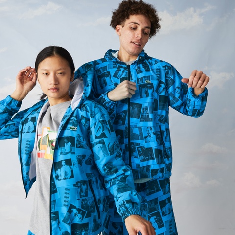 LACOSTE L!VE POLAROIDコラボ総柄ジップパーカ