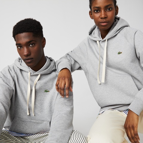 LACOSTE L!VEメタルワニロゴバッジスウェットパーカ
