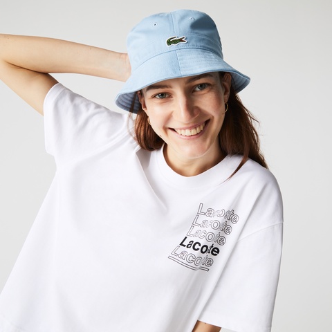LACOSTE L!VE ボクシーフィットブランドネームロゴTシャツ