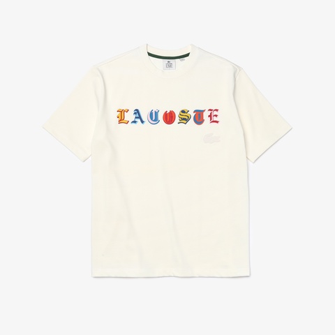 LACOSTE L!VE マルチカラーオールドイングリッシュネームTシャツ