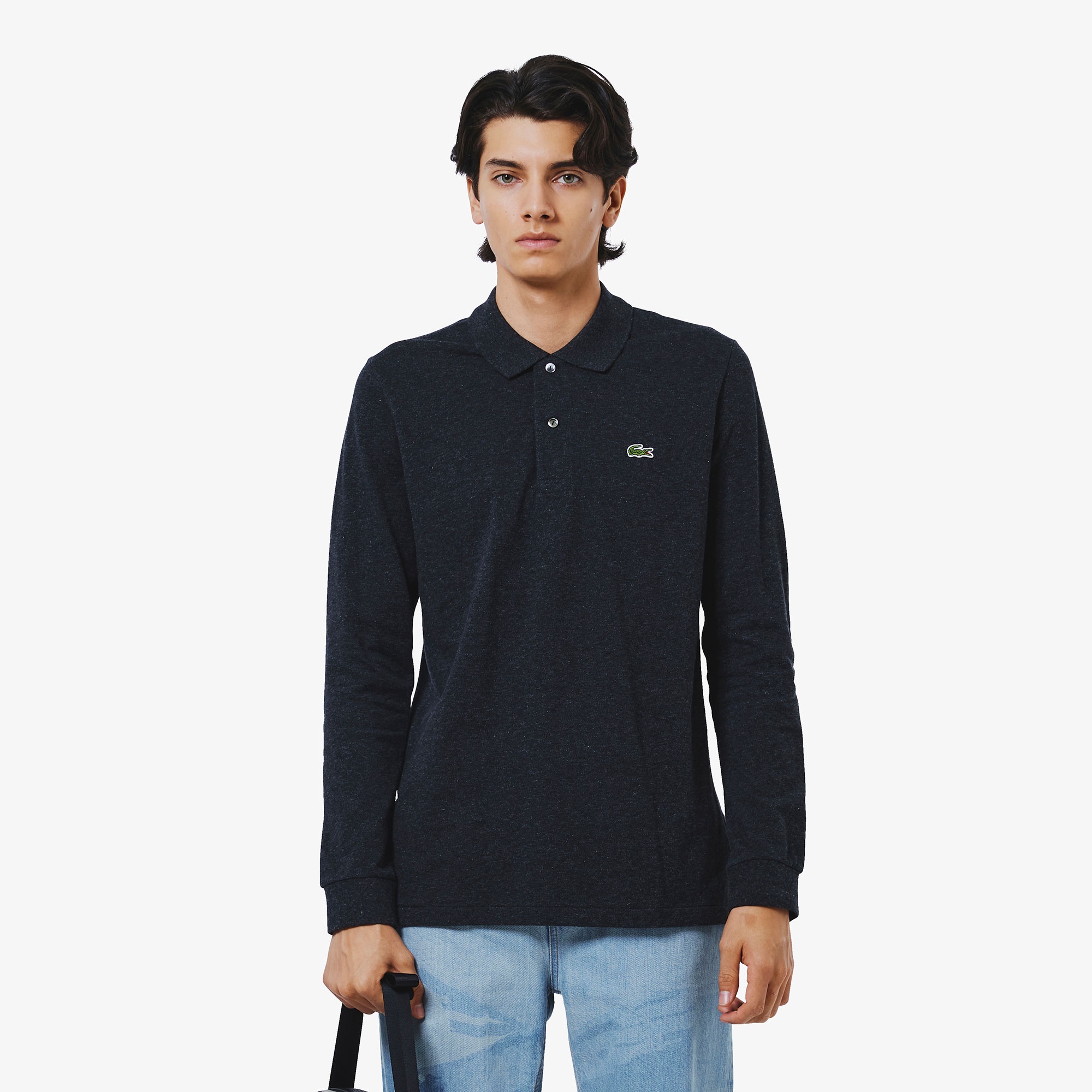 長袖 リブ カラ-ポロシャツ L1313 (杢・長袖)