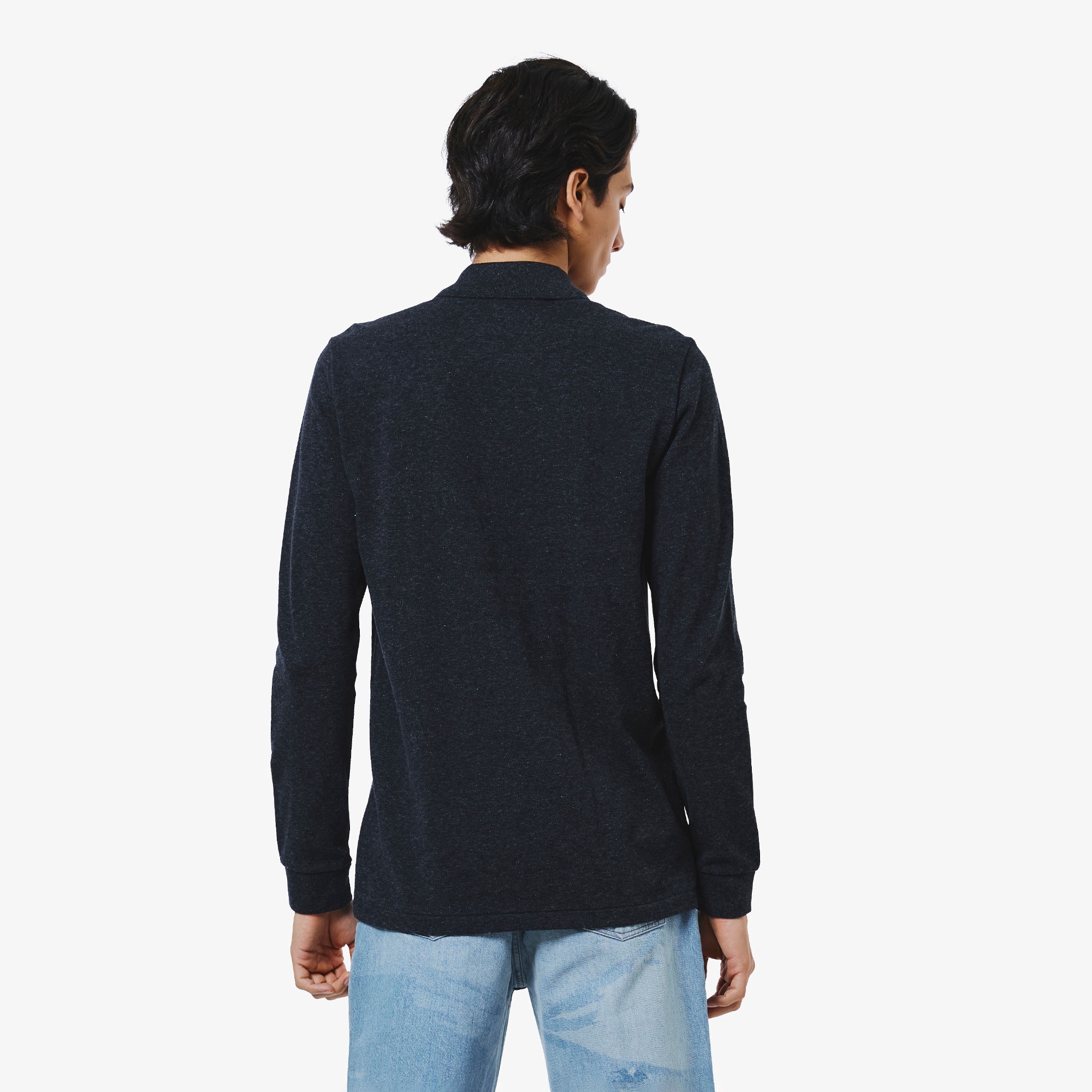 長袖 リブ カラ-ポロシャツ L1313 (杢・長袖)