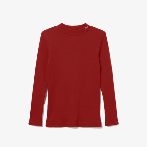 モックネックロングスリーブTシャツ