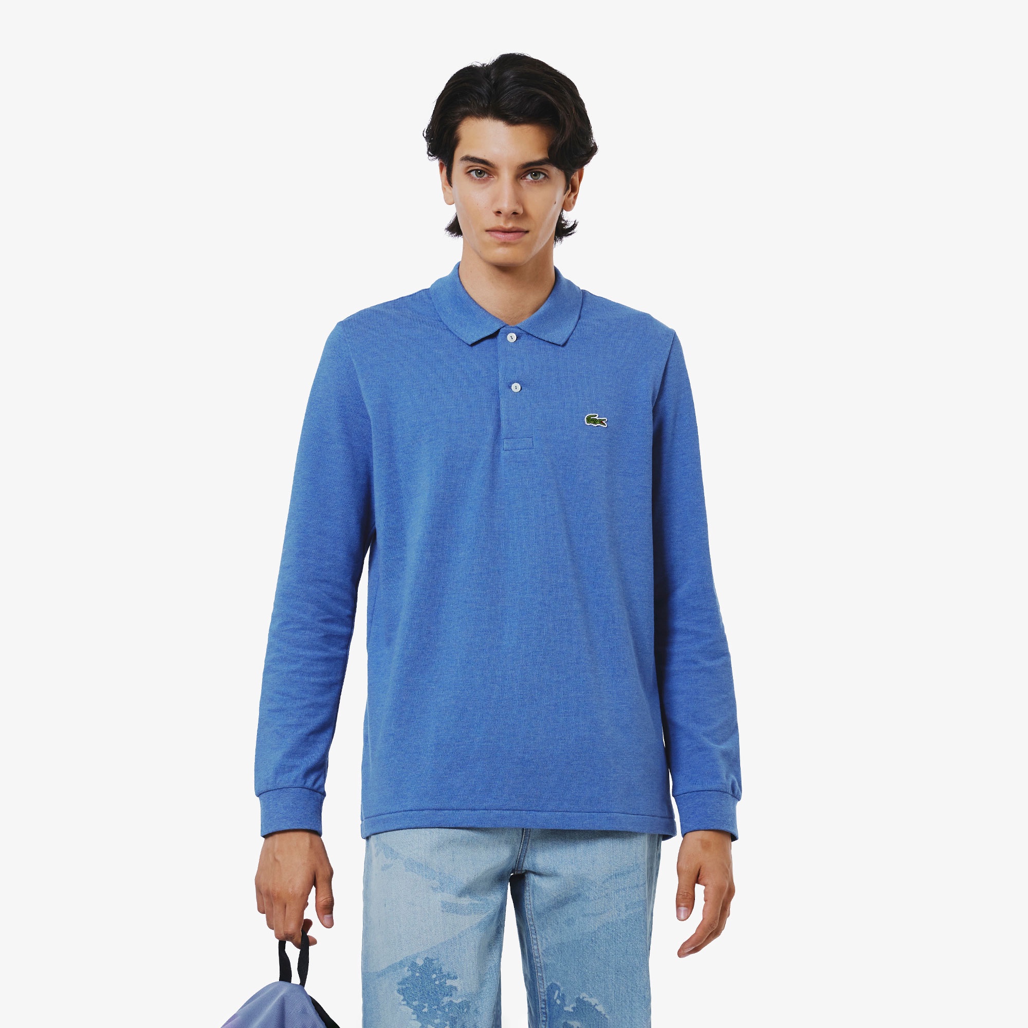 長袖 リブ カラ-ポロシャツ L1313 (杢・長袖)