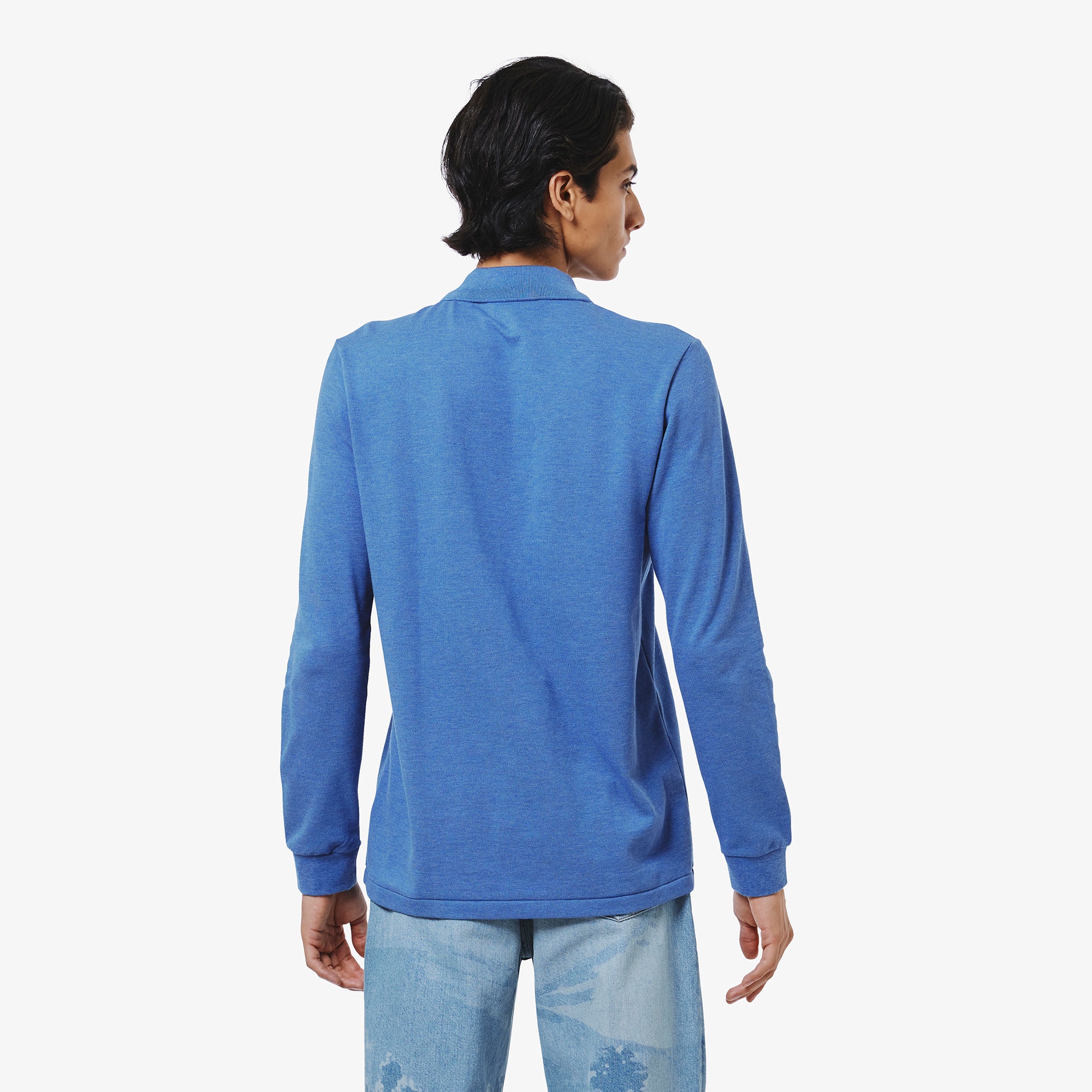 長袖 リブ カラ-ポロシャツ L1313 (杢・長袖)