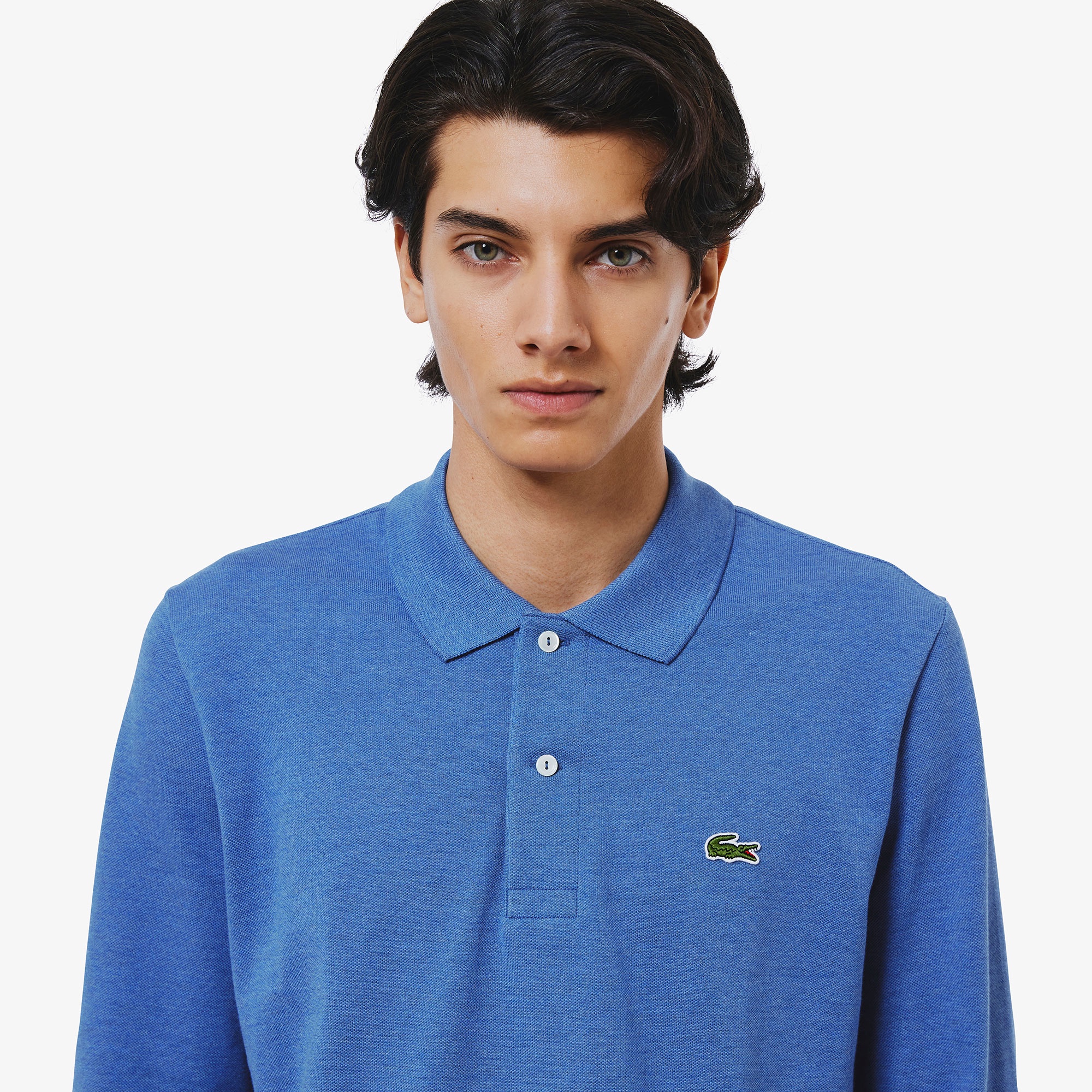 長袖 リブ カラ-ポロシャツ L1313 (杢・長袖)