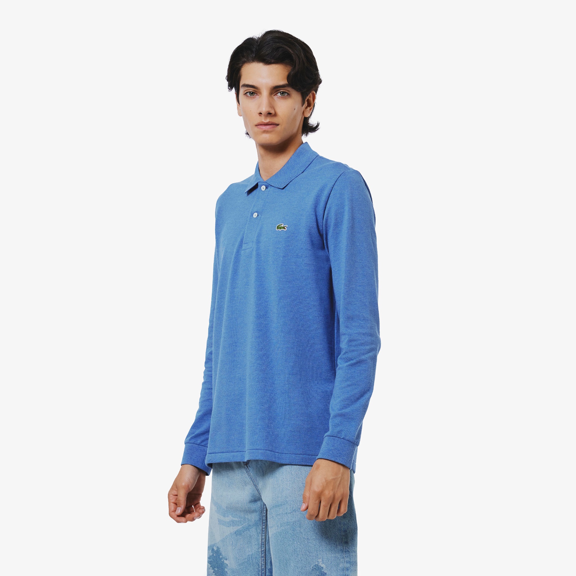 長袖 リブ カラ-ポロシャツ L1313 (杢・長袖)