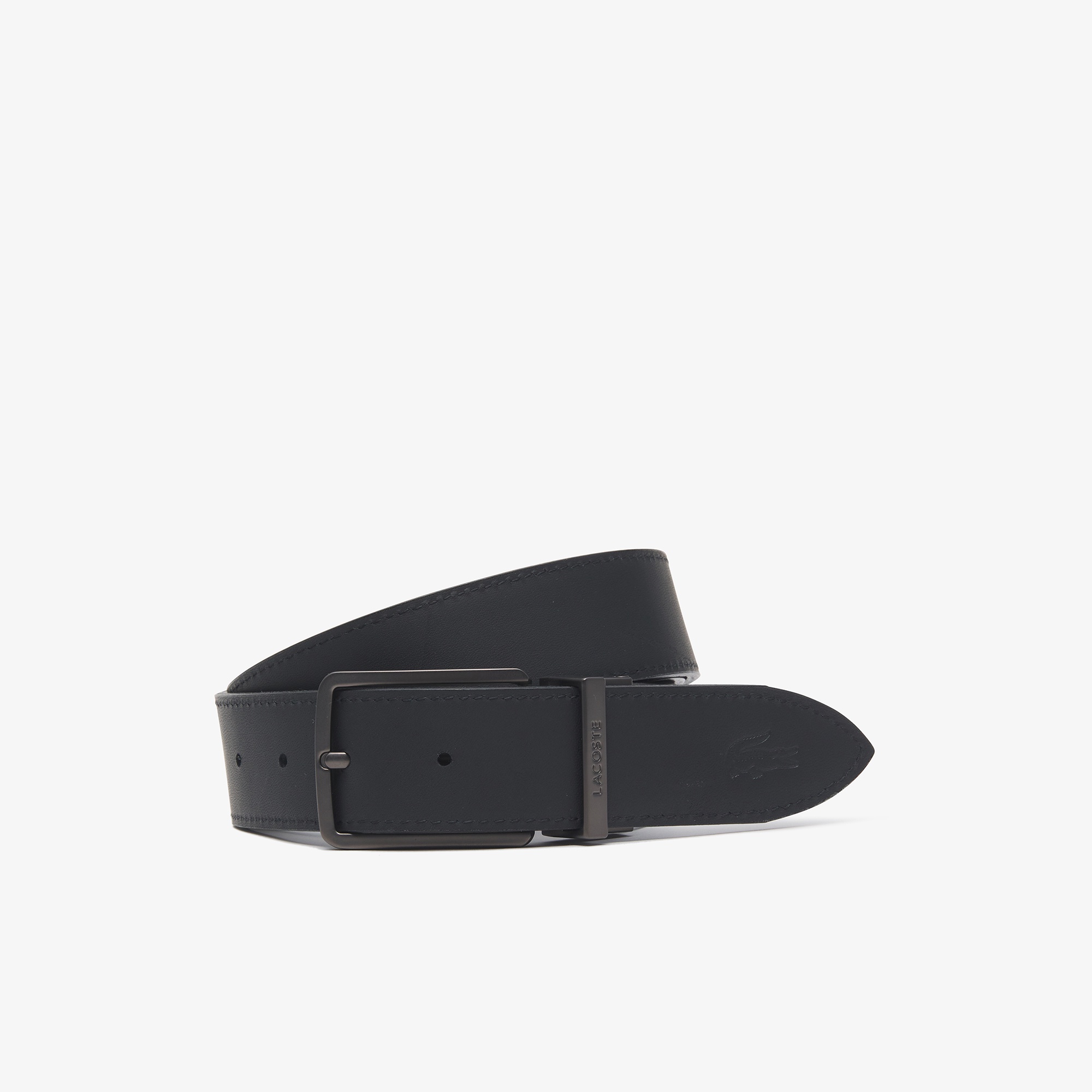 リバーシブルガンメタバックルレザーベルト