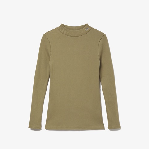 モックネックロングスリーブTシャツ