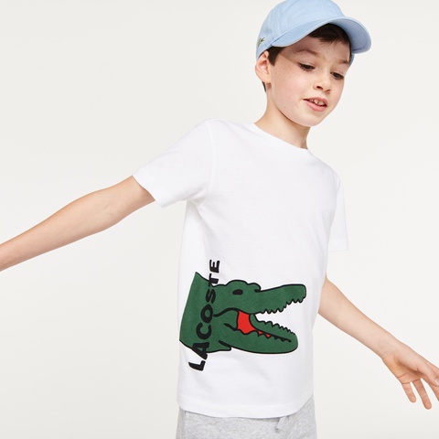 ボーイズサイドワニロゴクルーネックTシャツ