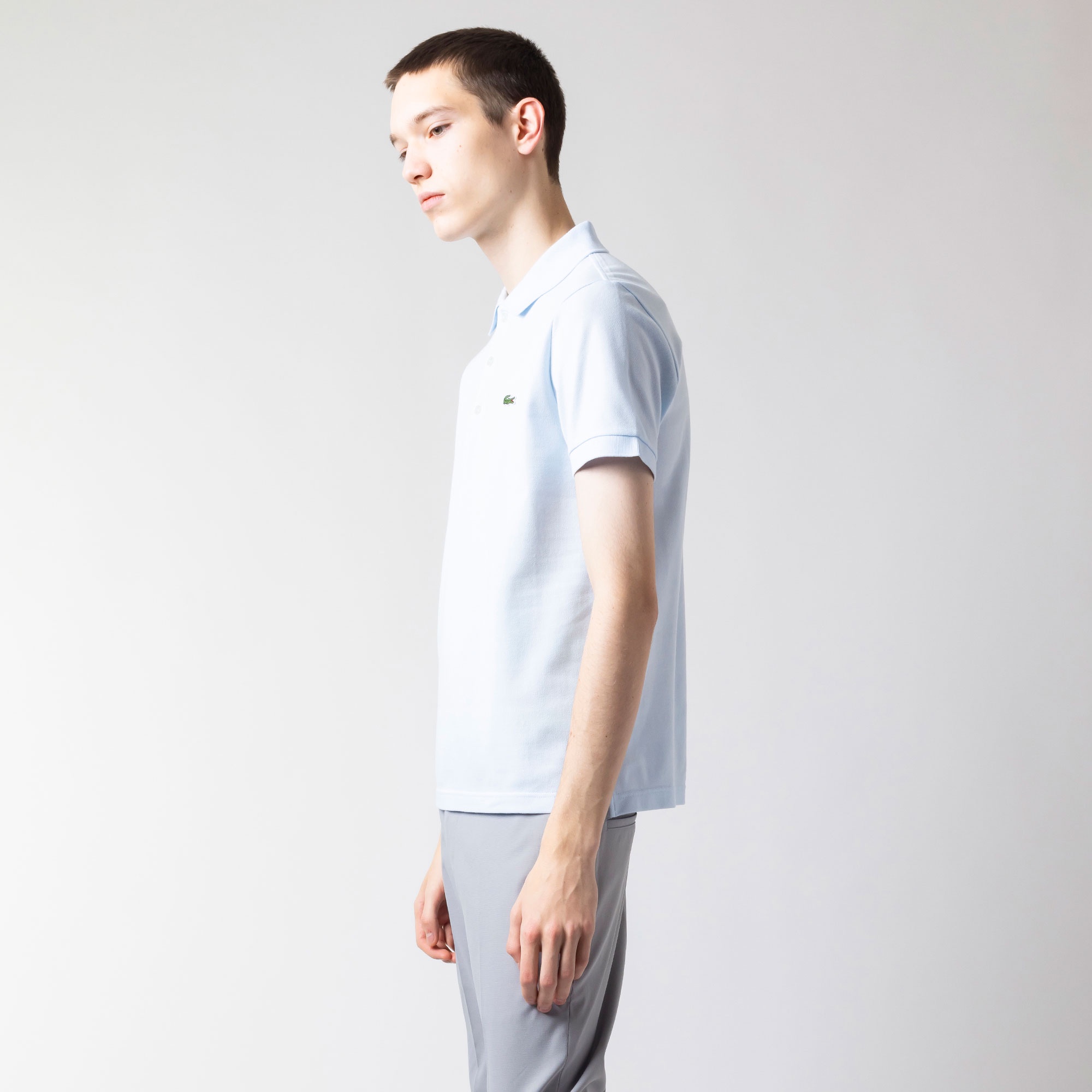 スリムフィットソリッドポロシャツ (半袖)