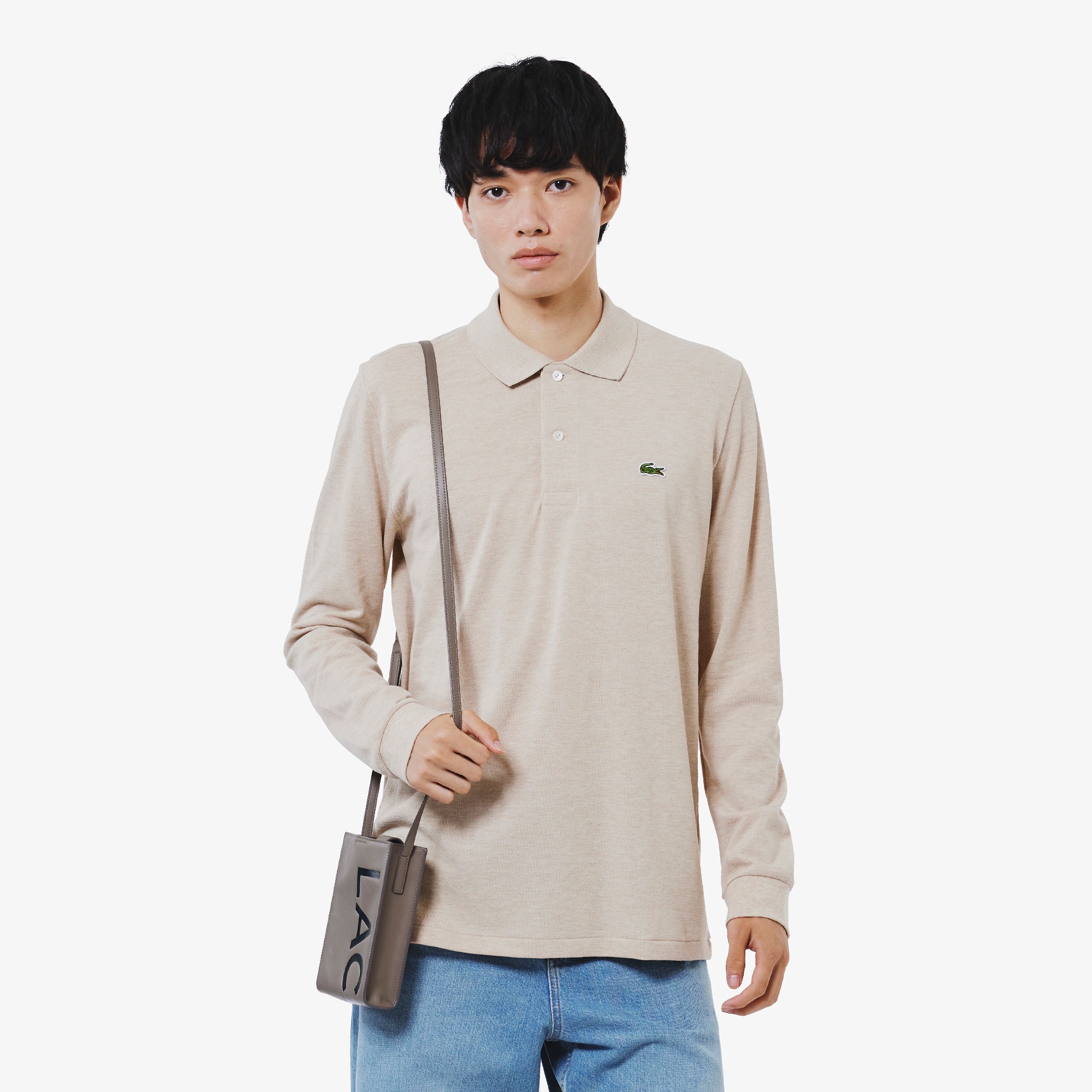 長袖 リブ カラ-ポロシャツ L1313 (杢・長袖)