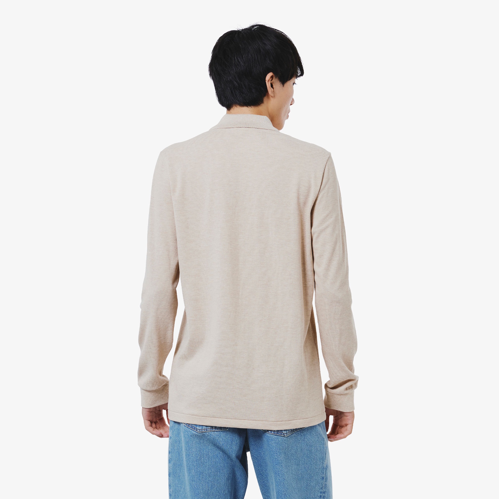 長袖 リブ カラ-ポロシャツ L1313 (杢・長袖)