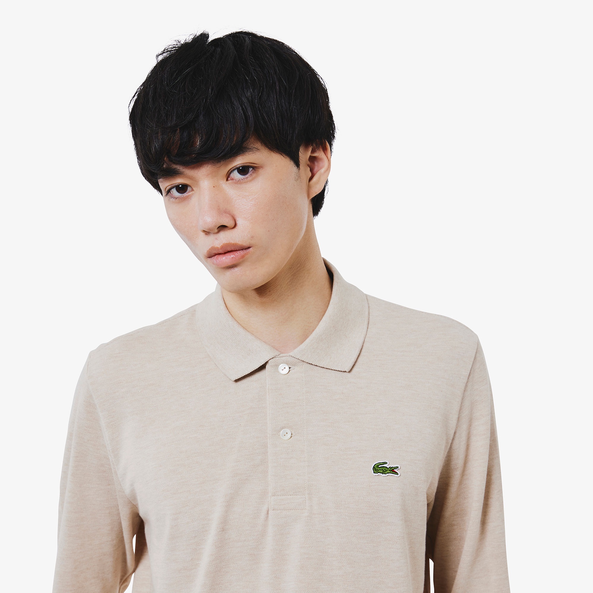 長袖 リブ カラ-ポロシャツ L1313 (杢・長袖)