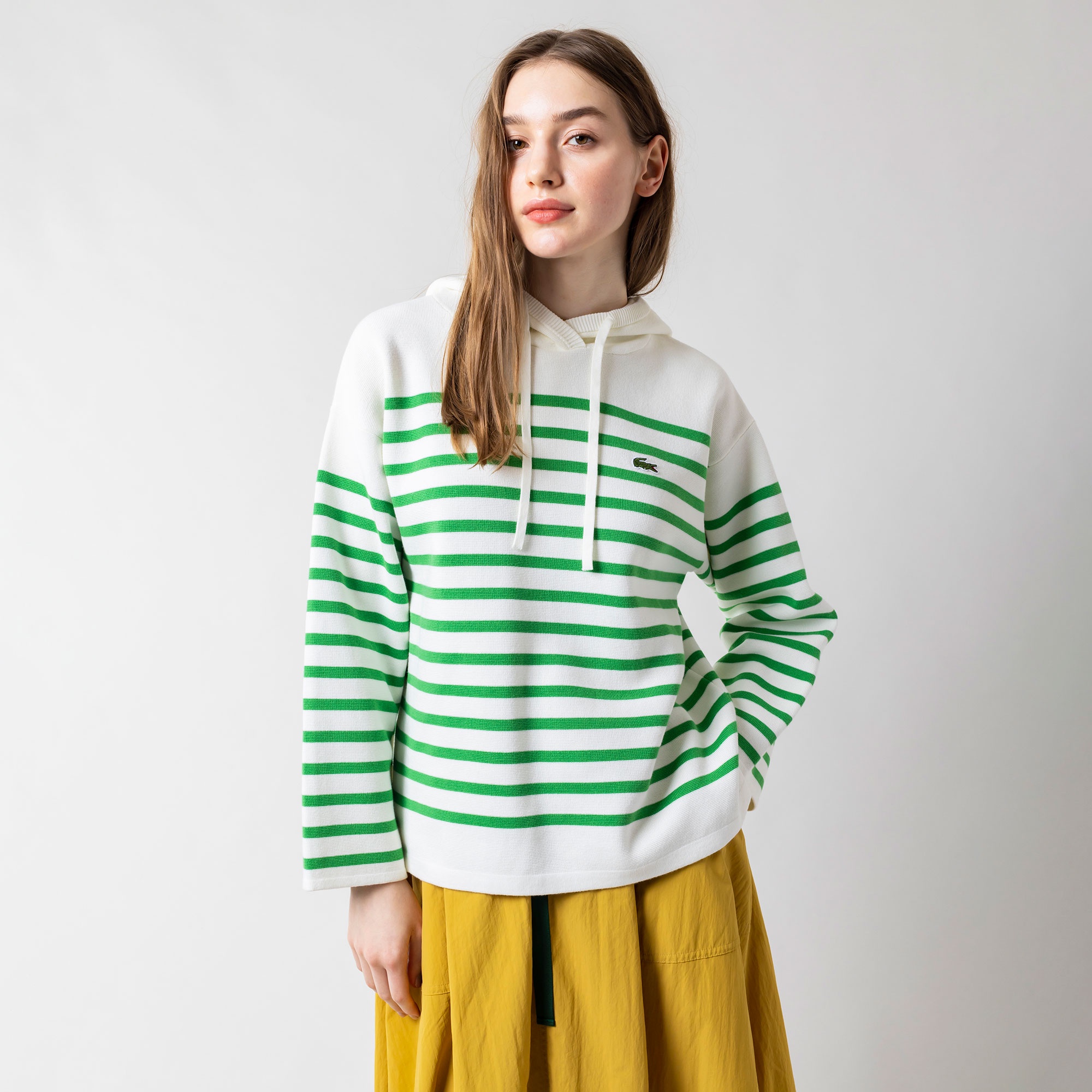 ミラノリブニットボーダーフーディー