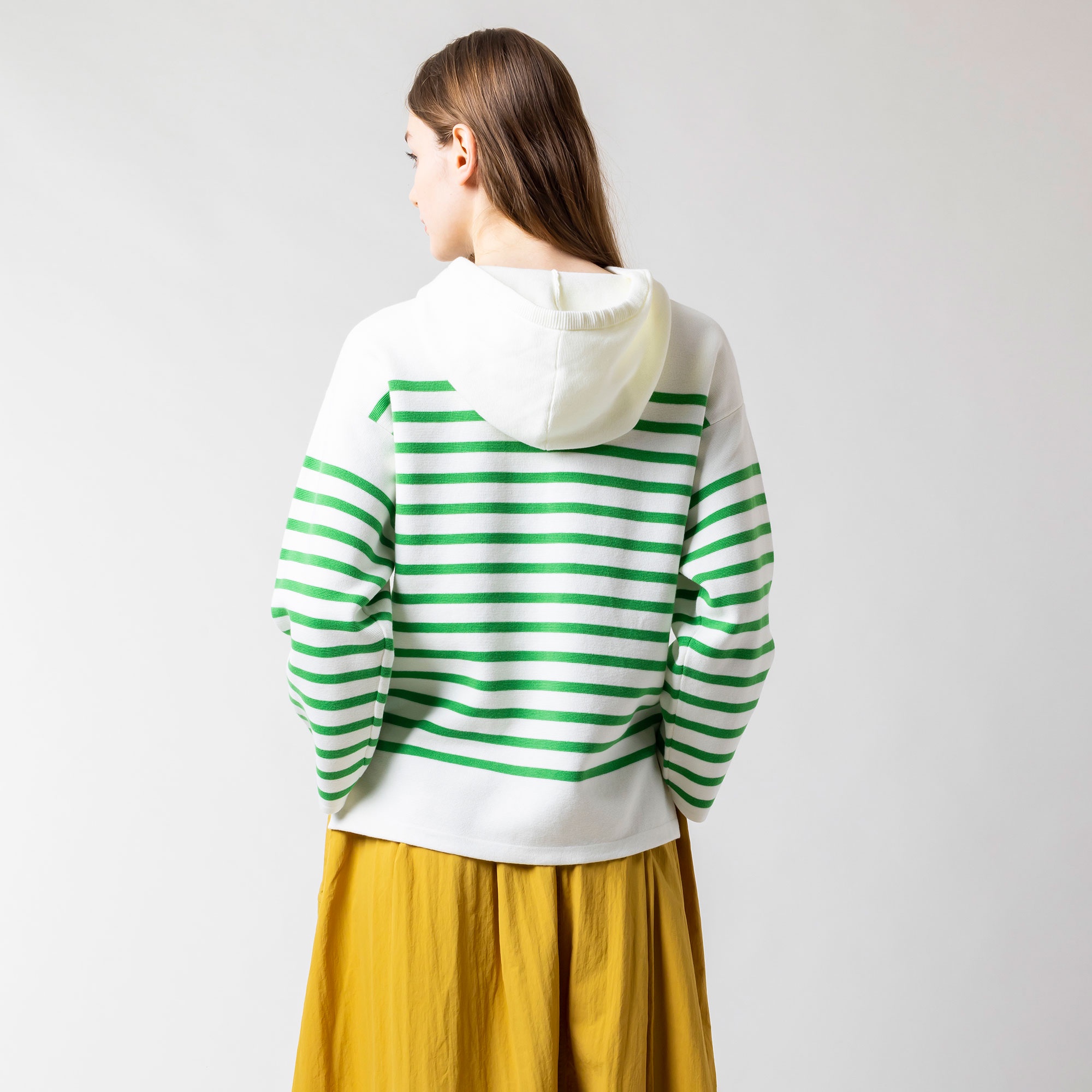 ミラノリブニットボーダーフーディー