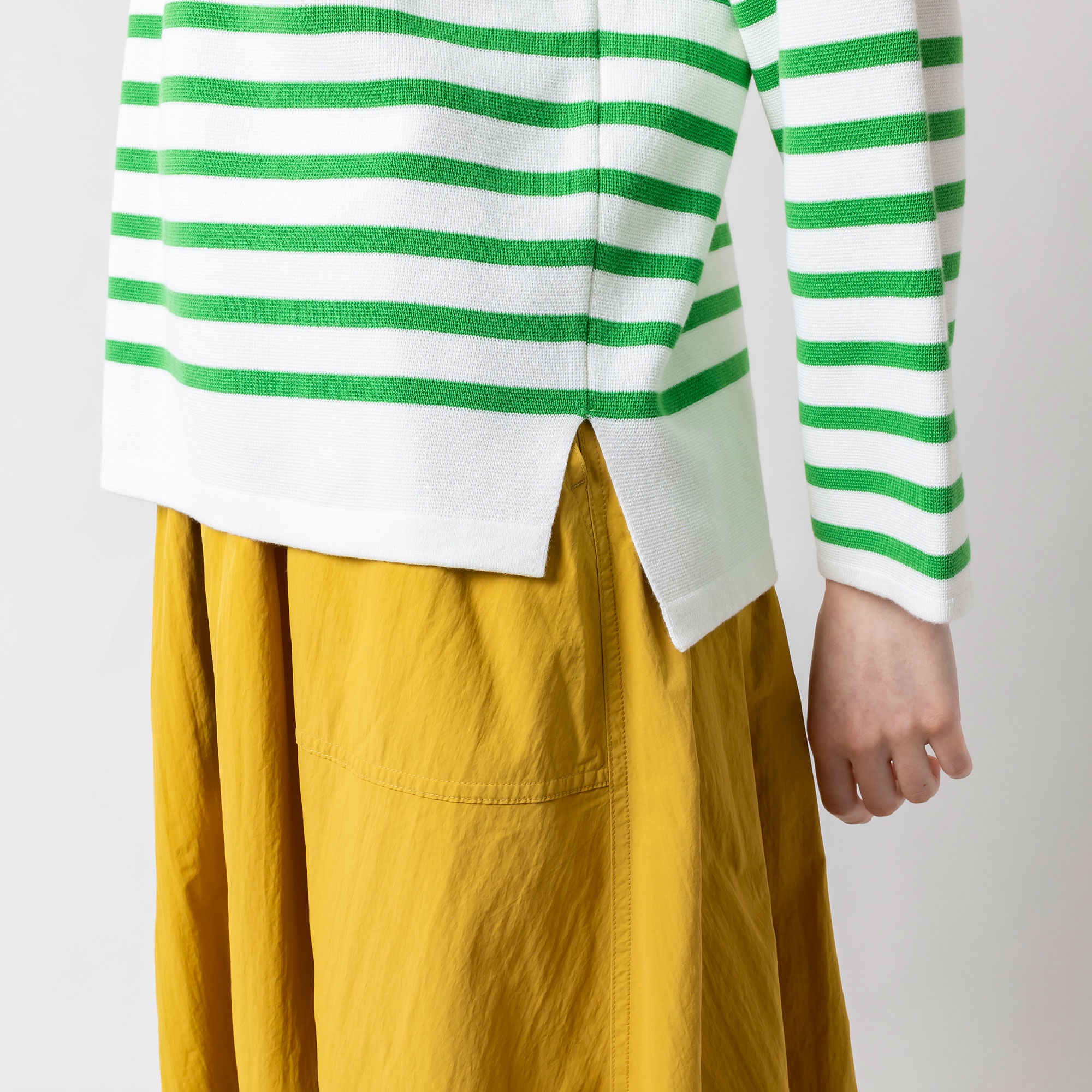 ミラノリブニットボーダーフーディー