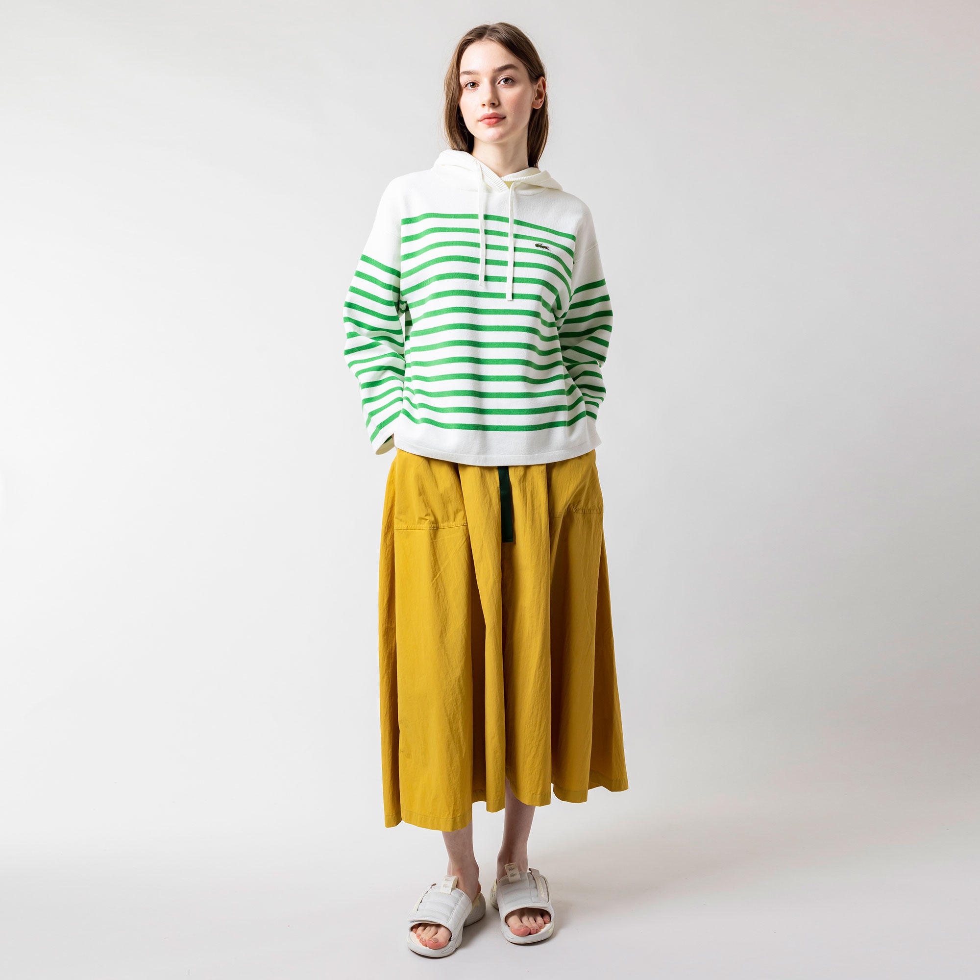 ミラノリブニットボーダーフーディー