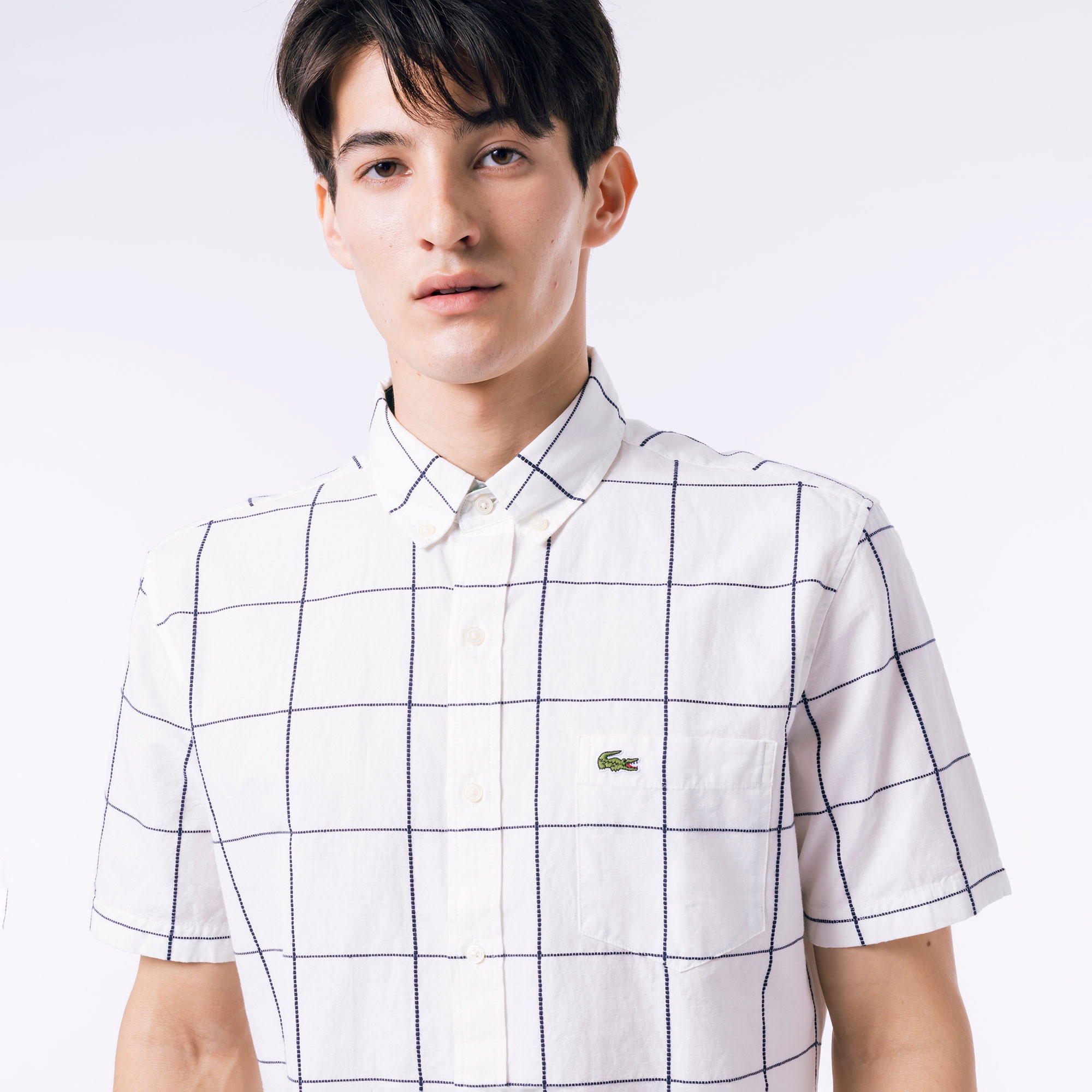 立体ウィンドウペーンボタンダウンシャツ