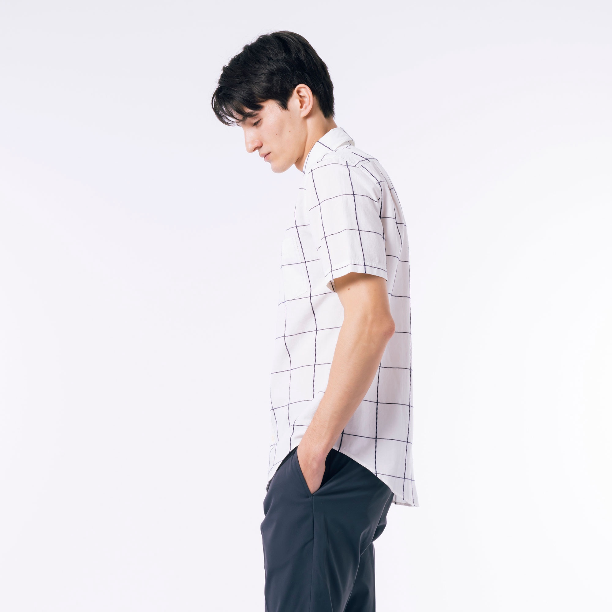 立体ウィンドウペーンボタンダウンシャツ