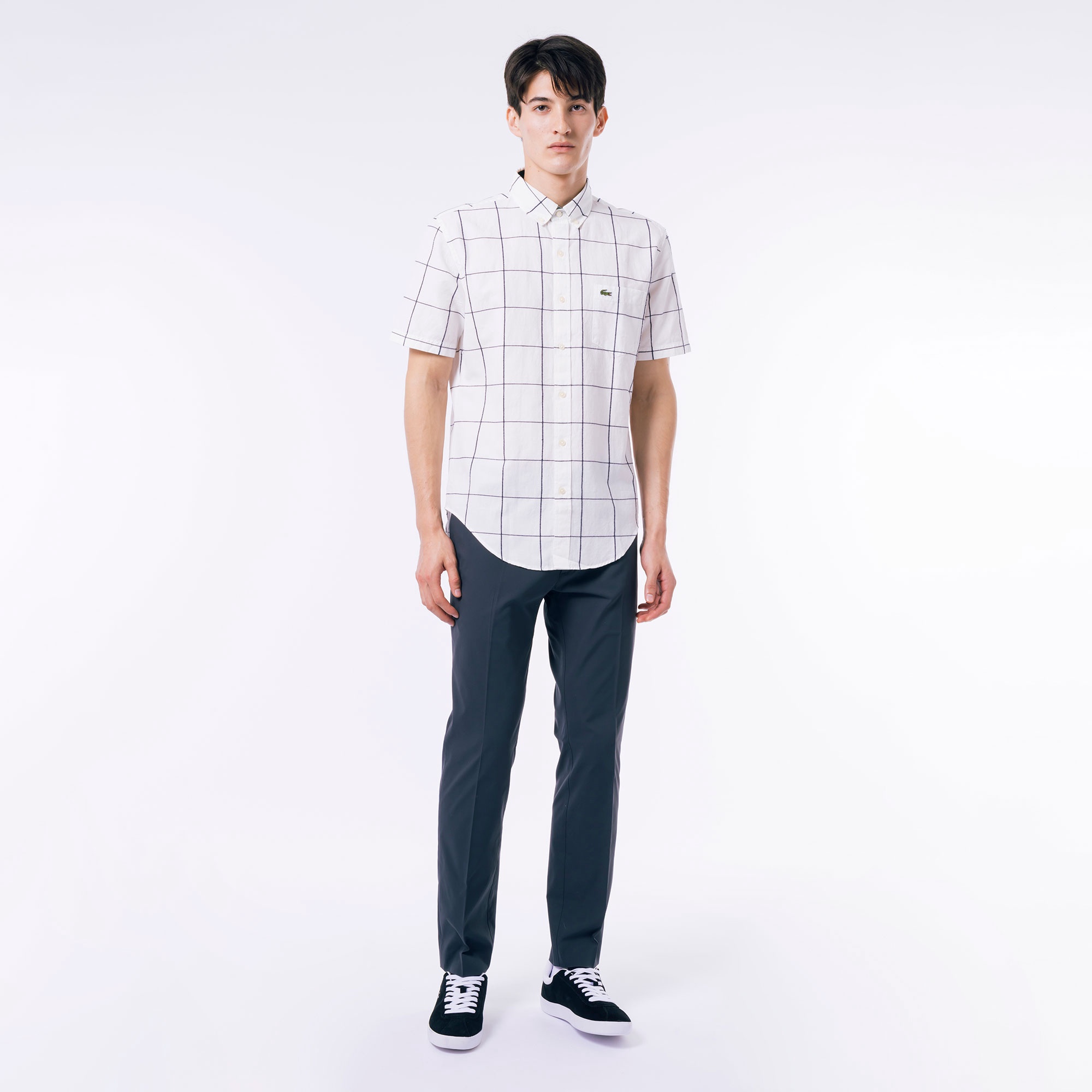 立体ウィンドウペーンボタンダウンシャツ