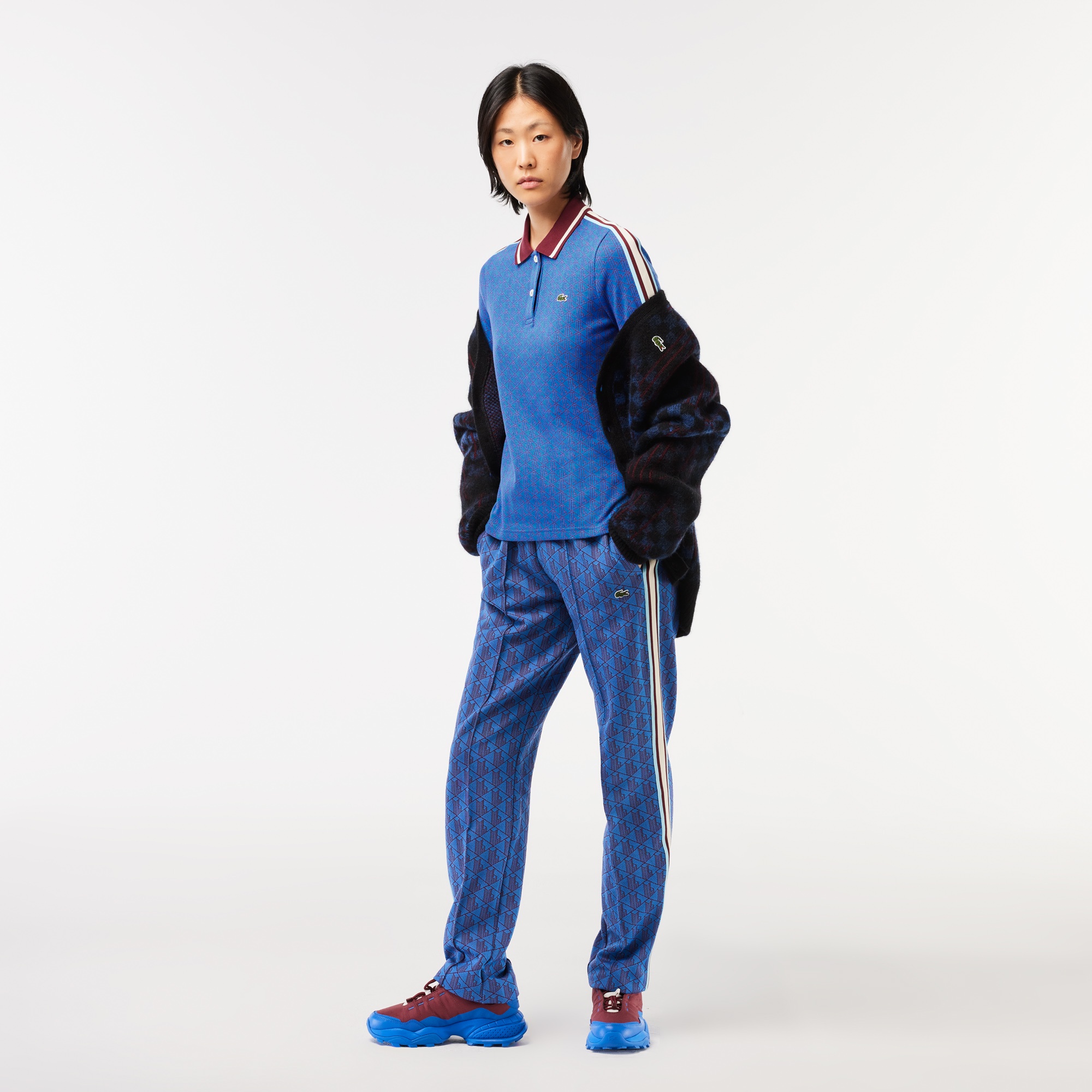 モノグラムジャカードコットンニットポロシャツ