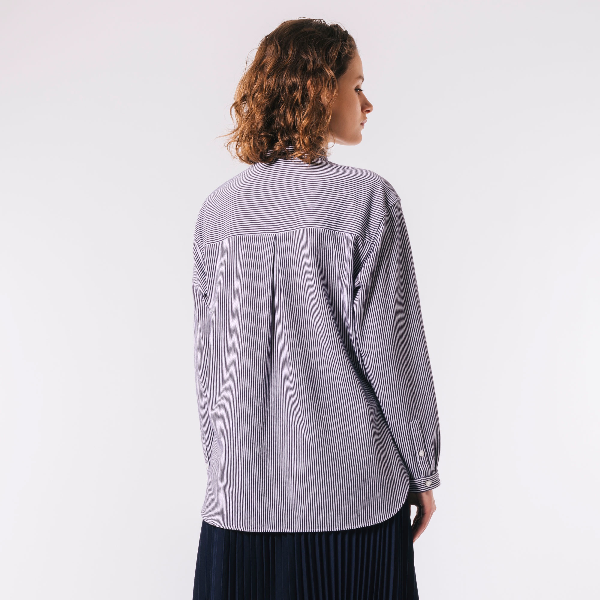 ジャージニットストライプシャツ