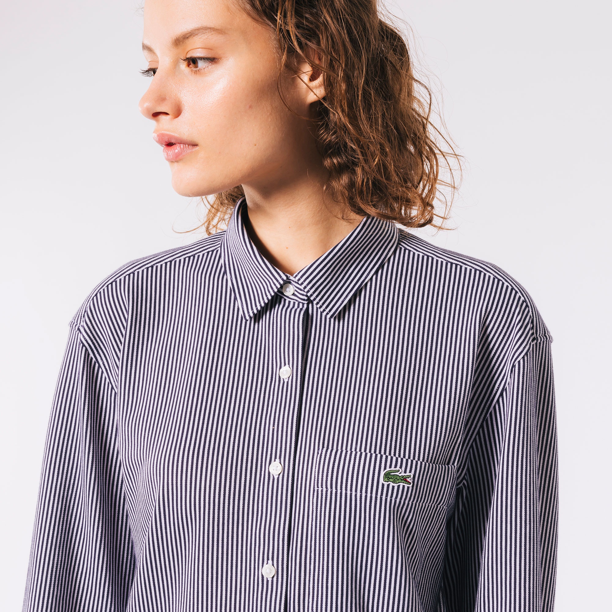 ジャージニットストライプシャツ