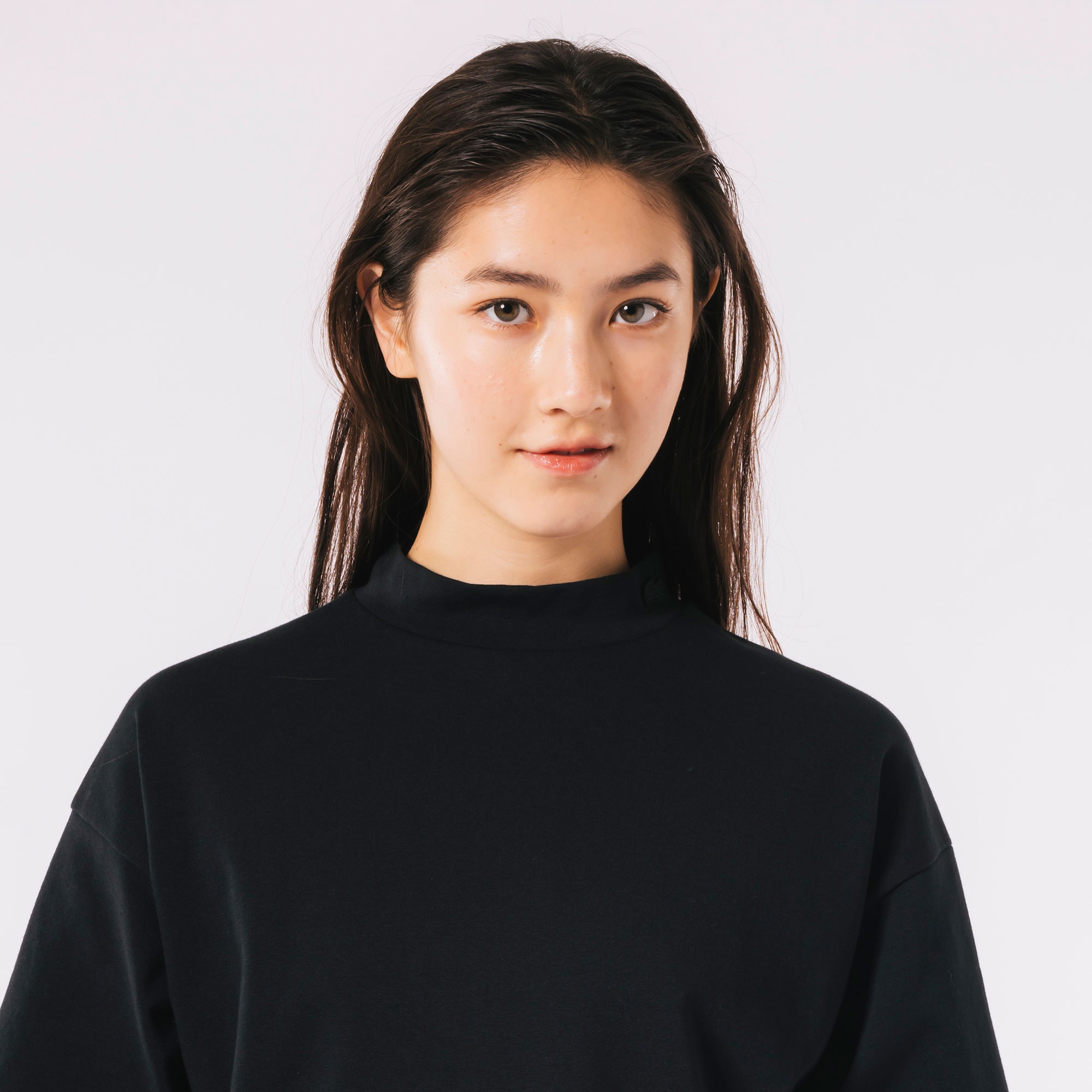 モックネックミラノリブニットTシャツ