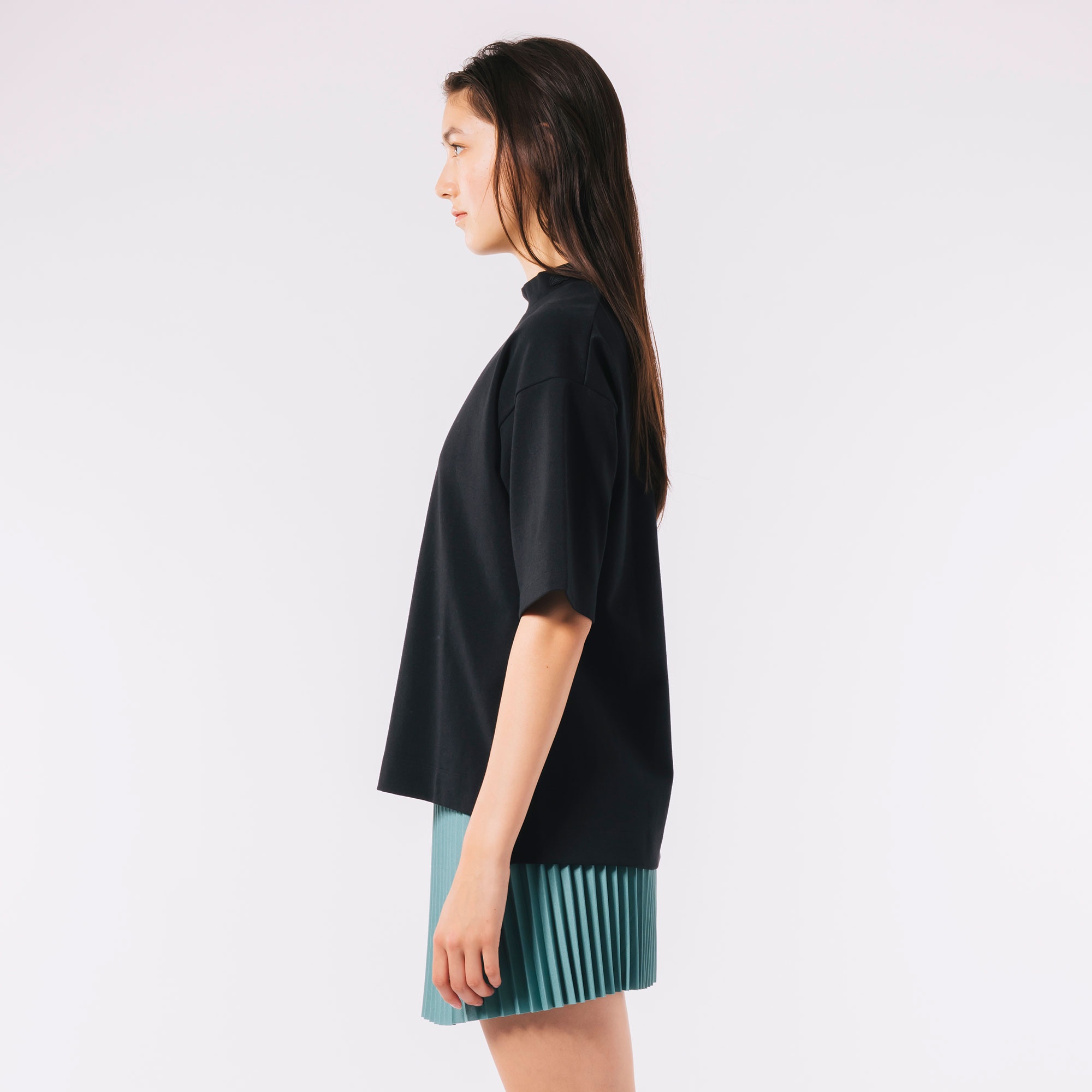 モックネックミラノリブニットTシャツ