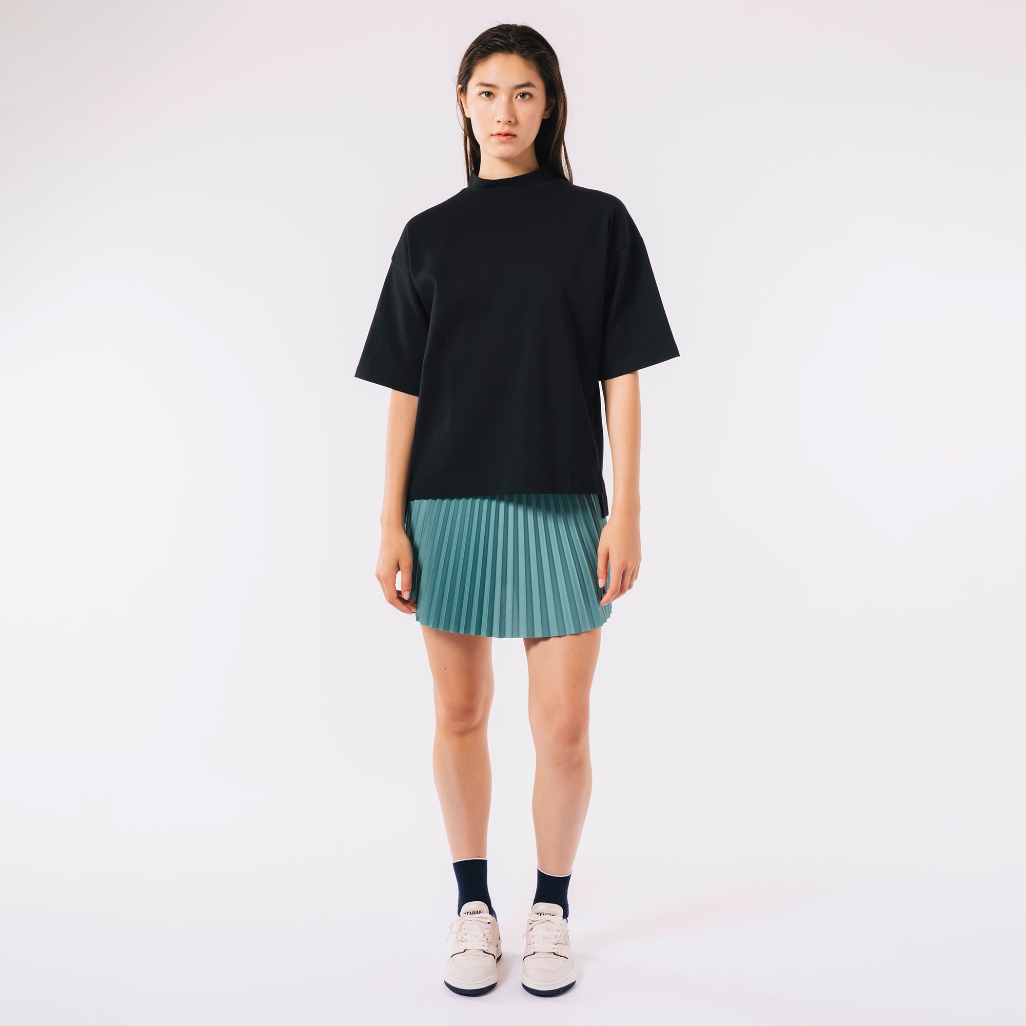 モックネックミラノリブニットTシャツ